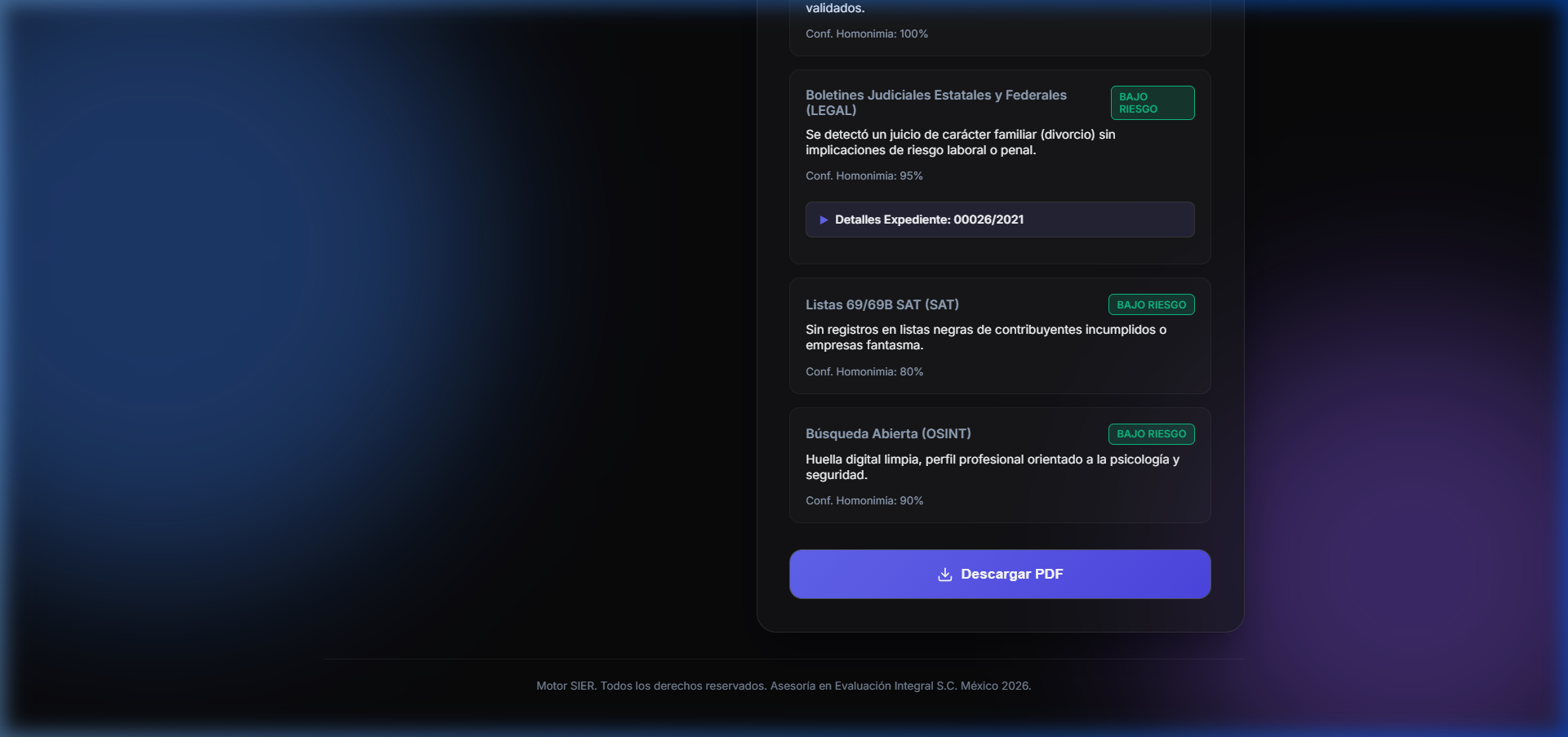 SIER Dashboard Interface